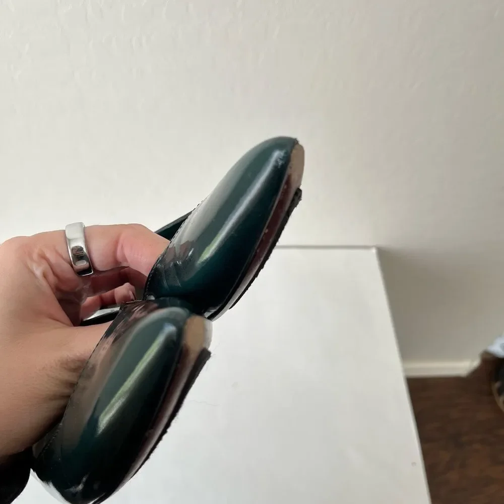 CNC Costume National Teal Pointed-Toe Leather Flats